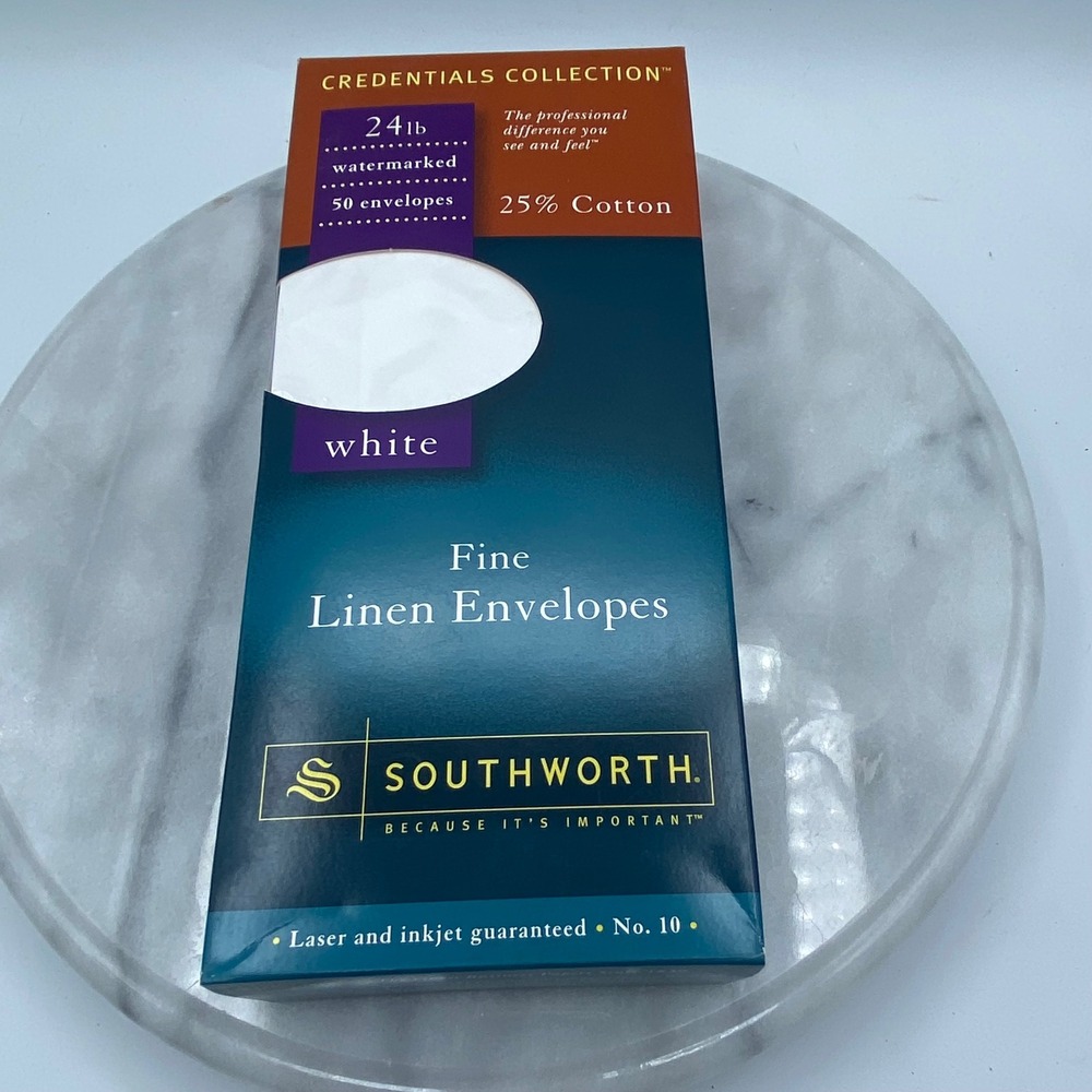 Southworth No. 10 Fine Linen Envelopes White 24lb 25% Cotton 50ct P554-10 NEW